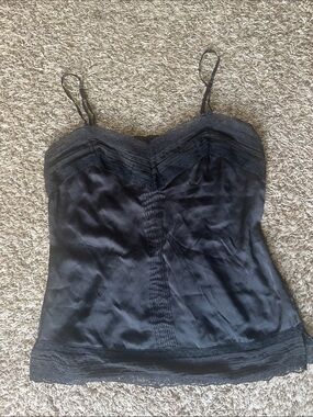 White House Black Market Silk & Lace Black Camisole - Women’s Large